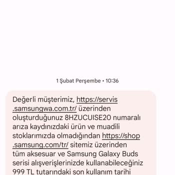 Samsung Sattığı Ürünün Garanti Sonrası Yenisini Veremiyor.