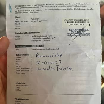 Onvo Televizyon Arızası Ve Teknik Servis İlgisizliği