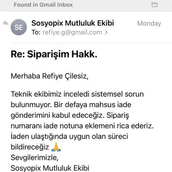 Sosyopix Yanlış Gelen Ürün İadesi