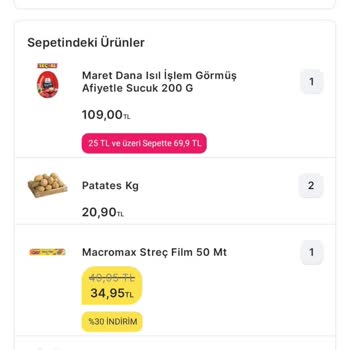 Migros Sanal Market Siparişten Fazla Ücret Çekilmesi