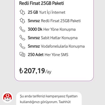 Vodafone Geçebileceğim Tarife Sorunu