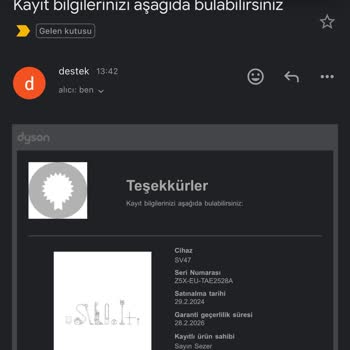 Dyson Kusurlu Ürün Değişim Yapmaması