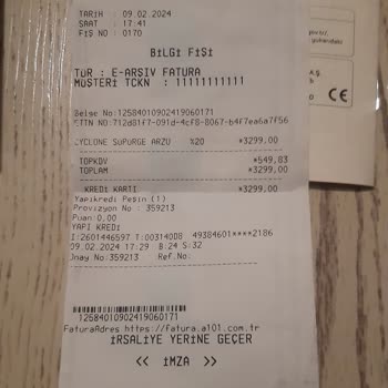 A101 Arzum Marka Elektrik Süpürgesi Şikayeti