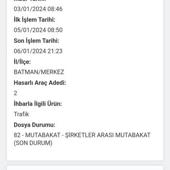 Sigorta Bilgi ve Gözetim Merkezi Onarılmayı Bekleyen Araç