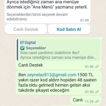 Ef Digital Kodlarımı Göndermiyor 7 Şubatan Beri