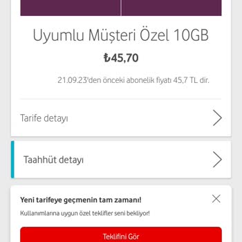 Vodafone Uyumlu Müşteri 10 GB Tarifesi 50 TL Den 220 TL Ye Çıkması