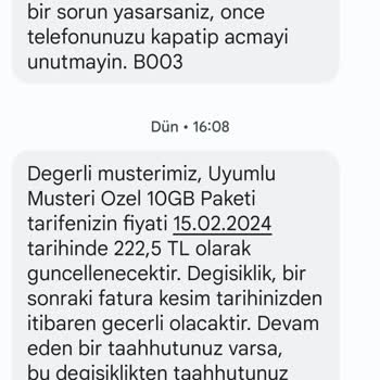 Vodafone Uyumlu Müşteri 10 GB Tarifesi 50 TL Den 220 TL Ye Çıkması