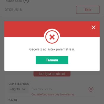Obilet Geçersiz Api İstek Parametresi