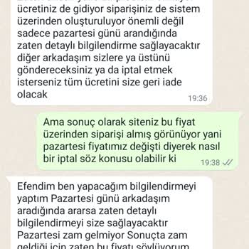 Ceyizedairhersey.com Zam Gelecek Diye Ek Ücret İstenip Siparişin İptal Edilmesi!
