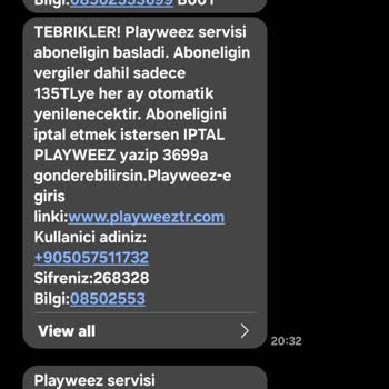 Playweez Bilgisiz Üyelik Ve Ücret Kesilmesi