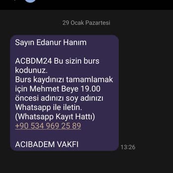 Acıbadem Vakfı (Burs Başvurusu) Acıbadem Eğitim Vakfı Kimlik Bilgilerimi Aldı