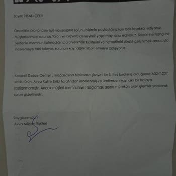 Avva Üründe Sorun Çıktığı Vakit Geri Almıyorlar Ve Değişim Yapmıyor.