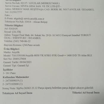 Arçelik Müşteri Hizmetlerinin Vurdumduymazlığı