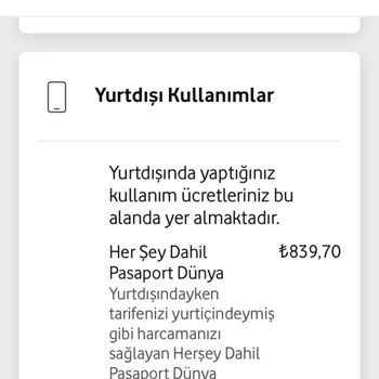 Vodafone Her Şey Dahil Pasaport Paketi