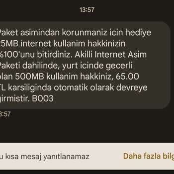 Vodafone Kullanımım Olmadığı Halde Fatura Aşım Ücreti Yansıttı