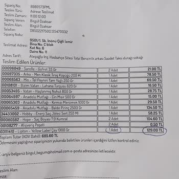 Şok Market Eksik Sipariş Sorunu
