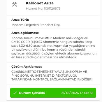 Kablo Net Her Gün Aynı Saatte Kopma Sorunu