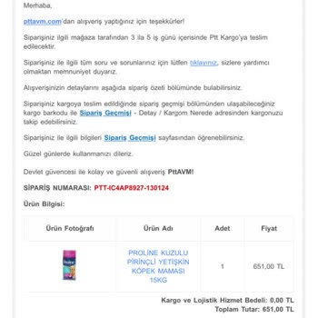 Gerçekleştirilmeyen Epttavm İnternet Siparişi