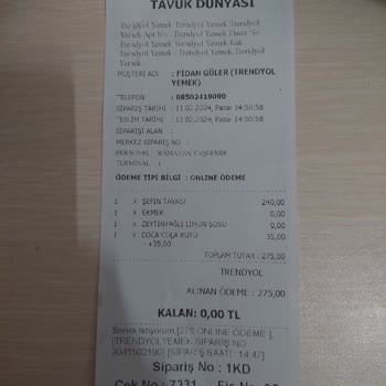 Tavuk Dünyası Siparişim Eksik Geldi