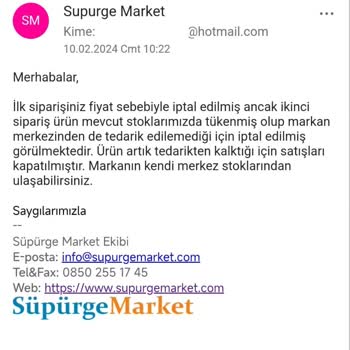 SüpürgeMarket Aldığım Ürünler İptal Olmakta