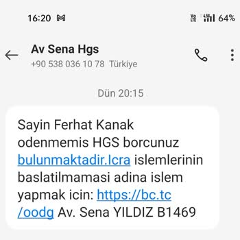 Sahte HGS Borç Mesajı