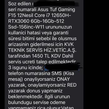 Asus Bilgisayar Garanti Kapsamındaki Bozulan Ürüne Para İstemesi