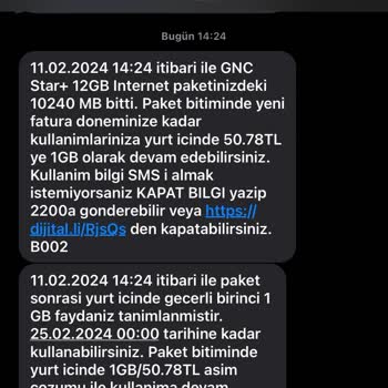 Turkcell Kullanmadığım İnternetin Bitmesi