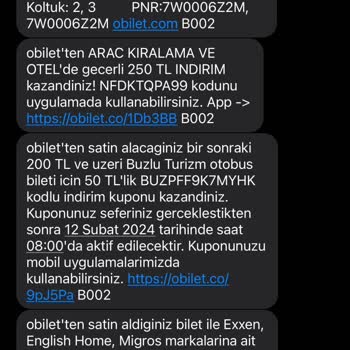 Obilet.com Başkası Benim Telefon Numaramı Kullanarak Bilet Alıyor