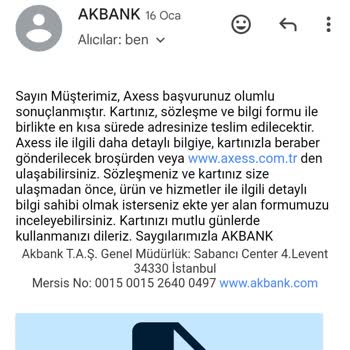 Onaylanan Akbank Kredi Kartı Başvurusu Hakkında