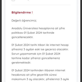 AÖF Sayfası Duyuru Ekranı Kapanmıyor