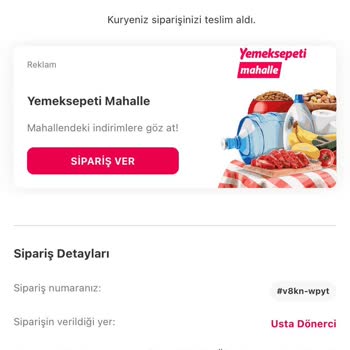 Yemeksepeti  + Usta Dönerci Sorun Yaşattı