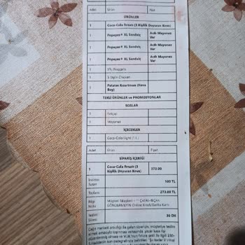Yemek Sepeti Popeyes Yanlış Sipariş Getirmesi