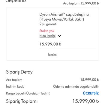 Dyson Siparişim İçin Paramı Çekti Ancak Ortada Siparişim Gözükmüyor