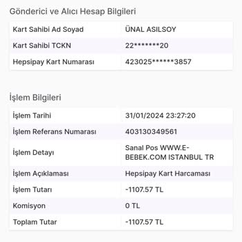 E-Bebek, Haksız Karttan Para Çekmesi Ve Ücreti Geri İade Etmemesi