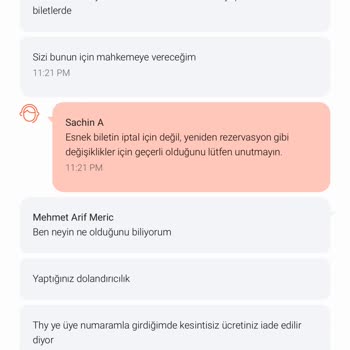 Mytrip-THY Esnek Bileti İptal Etmeme Problemi.