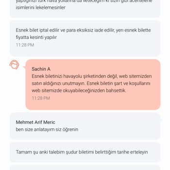 Mytrip-THY Esnek Bileti İptal Etmeme Problemi.