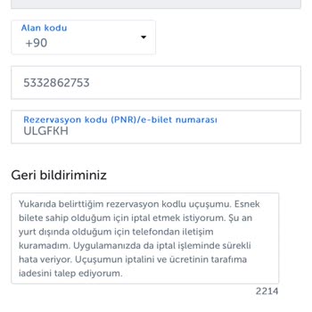 THY Esnek Bilet İptal Etmeme Sorunu