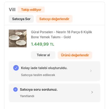 Hepsiburada Hatalı Yemek Takımı Gönderimi