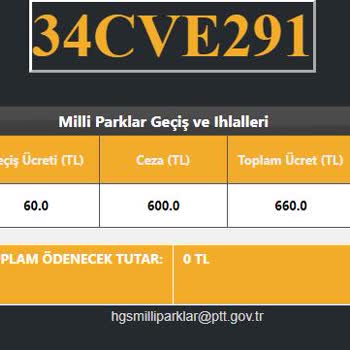 HGS Uludağ Milli Park Geçiş Ücreti - 10 Katı Ceza Yazılması.