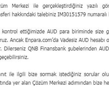 QNB Finansbank Enpara Dövizleri Hesaba Aktarmıyor