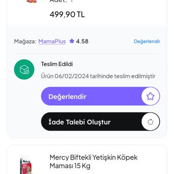 Mama Plus Hasarlı Kargo Paketi İçin Çözüm Üretilmiyor.