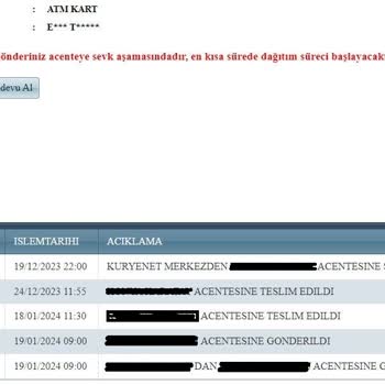 Ziraat Bankası Kart Teslimatı Yapılamaması.