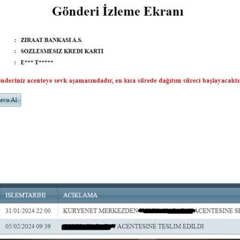 Ziraat Bankası Kart Teslimatı Yapılamaması.