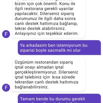 GetirYemek Siparişi İptal Edemedi