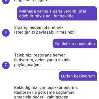 GetirYemek Siparişi İptal Edemedi