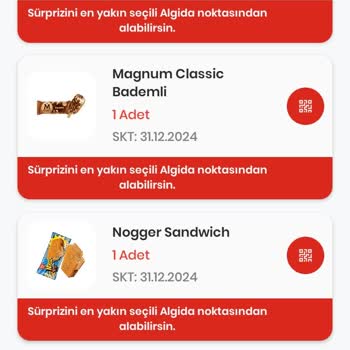 Algida Uygulaması Kazanılan Hediyeleri Kullanamama.