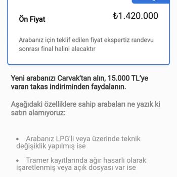 Carvak Araç Satışında Büyük Fiyat Tutarsızlığı