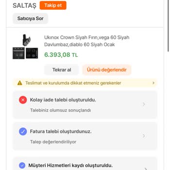 Hepsiburada.com Ukinox Hasarlı Ürün Mağduriyeti