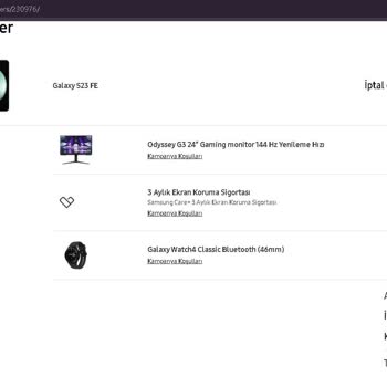 Samsung Telefon Samsung TÜRKİYE'NİN Hatalı Web Siteleri Yüzünden İptal Olan Sipariş