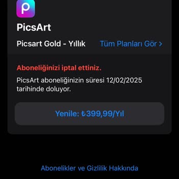 PicsArt Abonelik İptal Ücreti